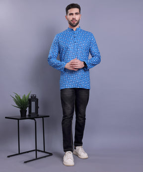 Short Cotton Printed Kurta Top MAHIR COLLECTION - BLUE