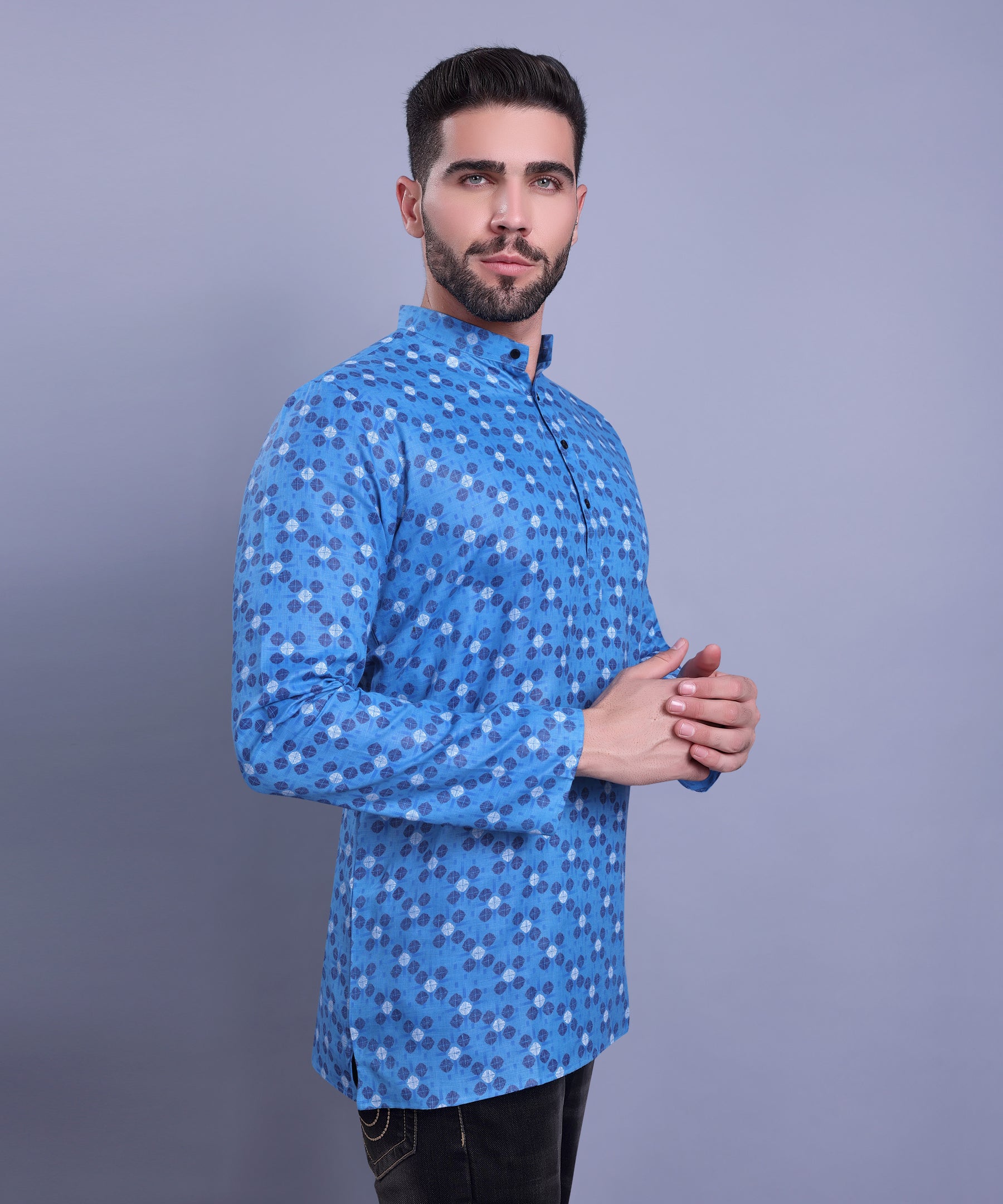 Short Cotton Printed Kurta Top MAHIR COLLECTION - BLUE