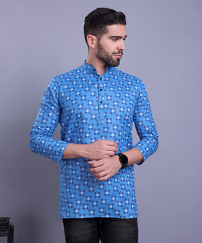 Short Cotton Printed Kurta Top MAHIR COLLECTION - BLUE