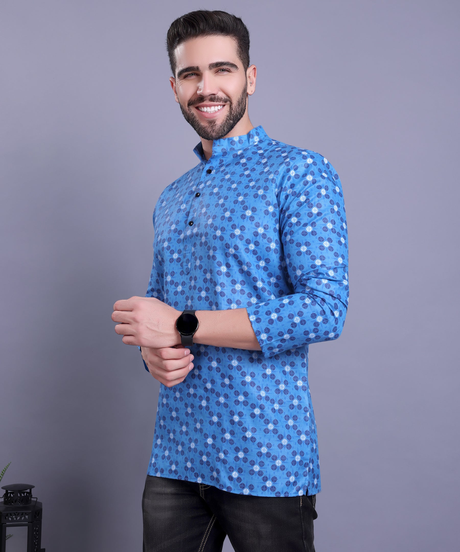 Short Cotton Printed Kurta Top MAHIR COLLECTION - BLUE