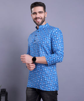 Short Cotton Printed Kurta Top MAHIR COLLECTION - BLUE