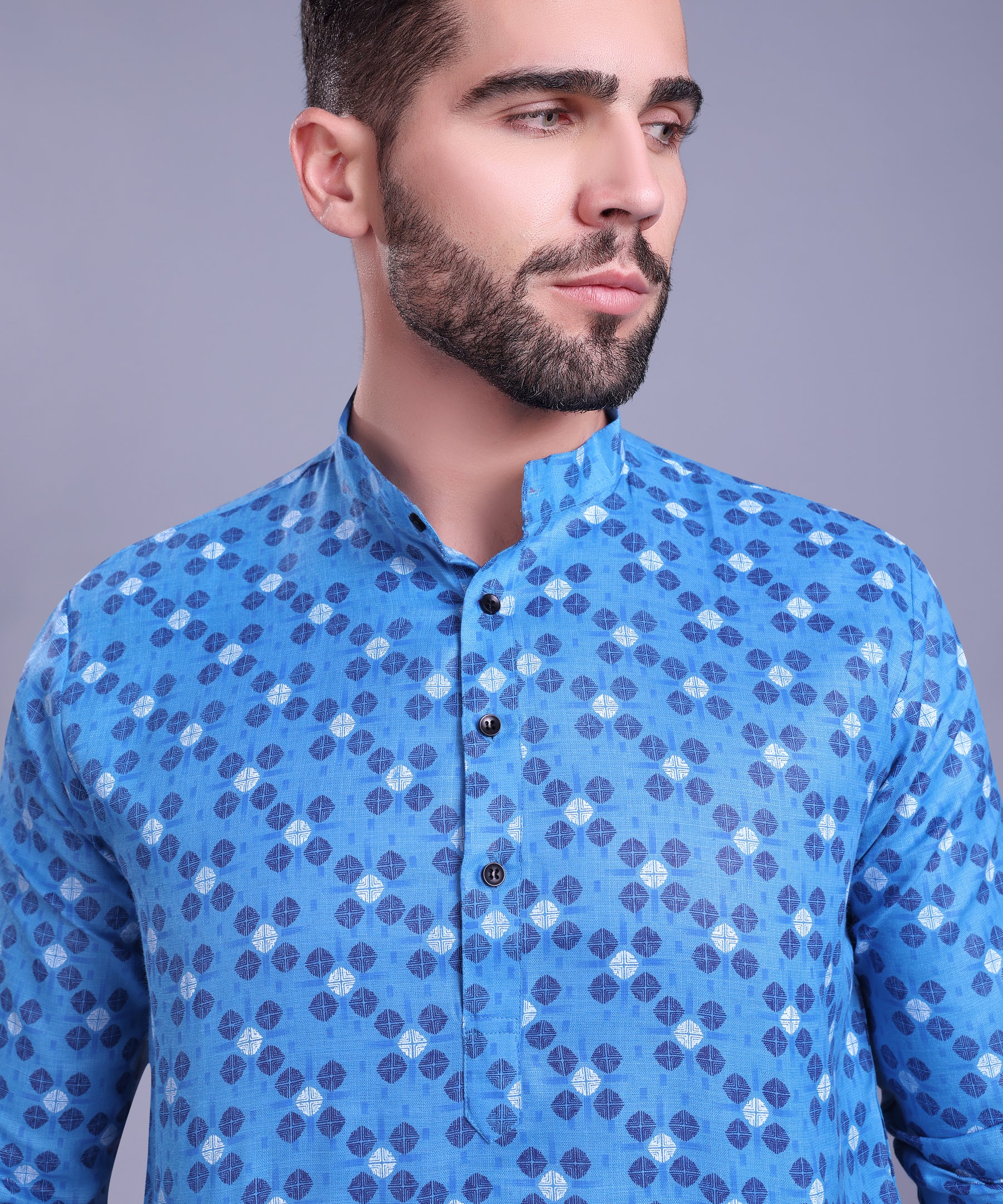 Short Cotton Printed Kurta Top MAHIR COLLECTION - BLUE