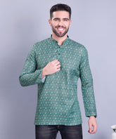 Forest Green Indi Print  Short Cotton Kurta