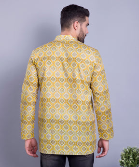 Sun Shine Yellow Indi Print  Short Cotton Kurta