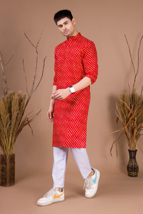 Barn Red Paisley Design Cotton Kurta