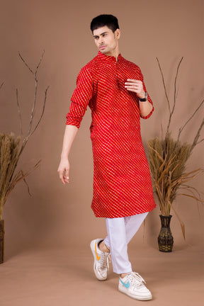 Barn Red Paisley Design Cotton Kurta