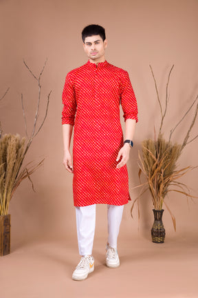 Barn Red Paisley Design Cotton Kurta