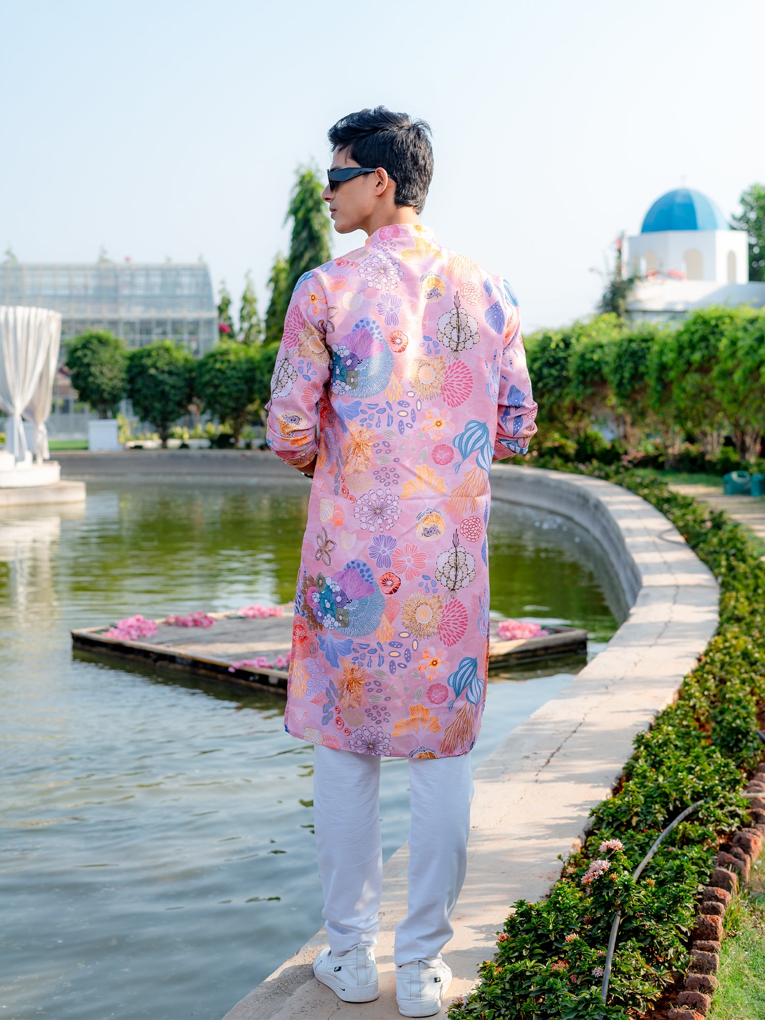 Persion Pink Floral Printed Cotton Kurta