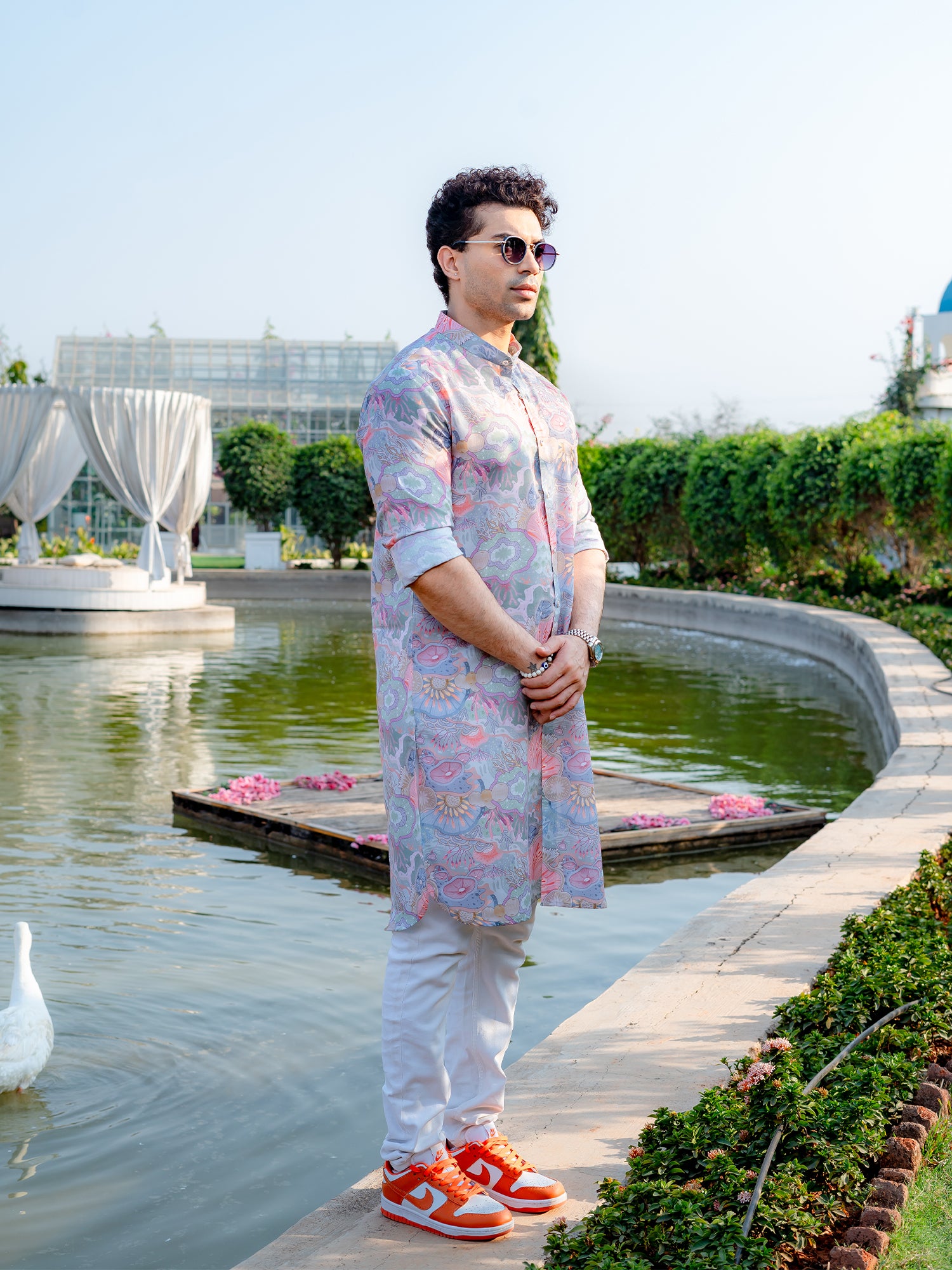 Tropical Green  Floral Printed Cotton Kurta