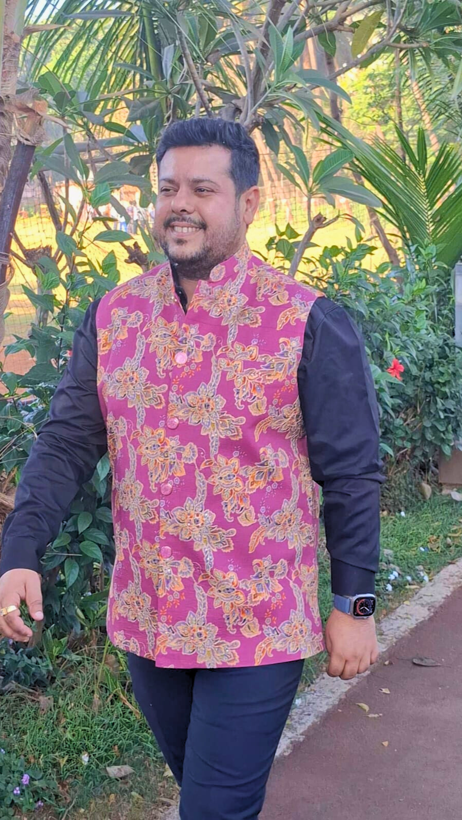 Orchid Purple Printed Nehru Jacket