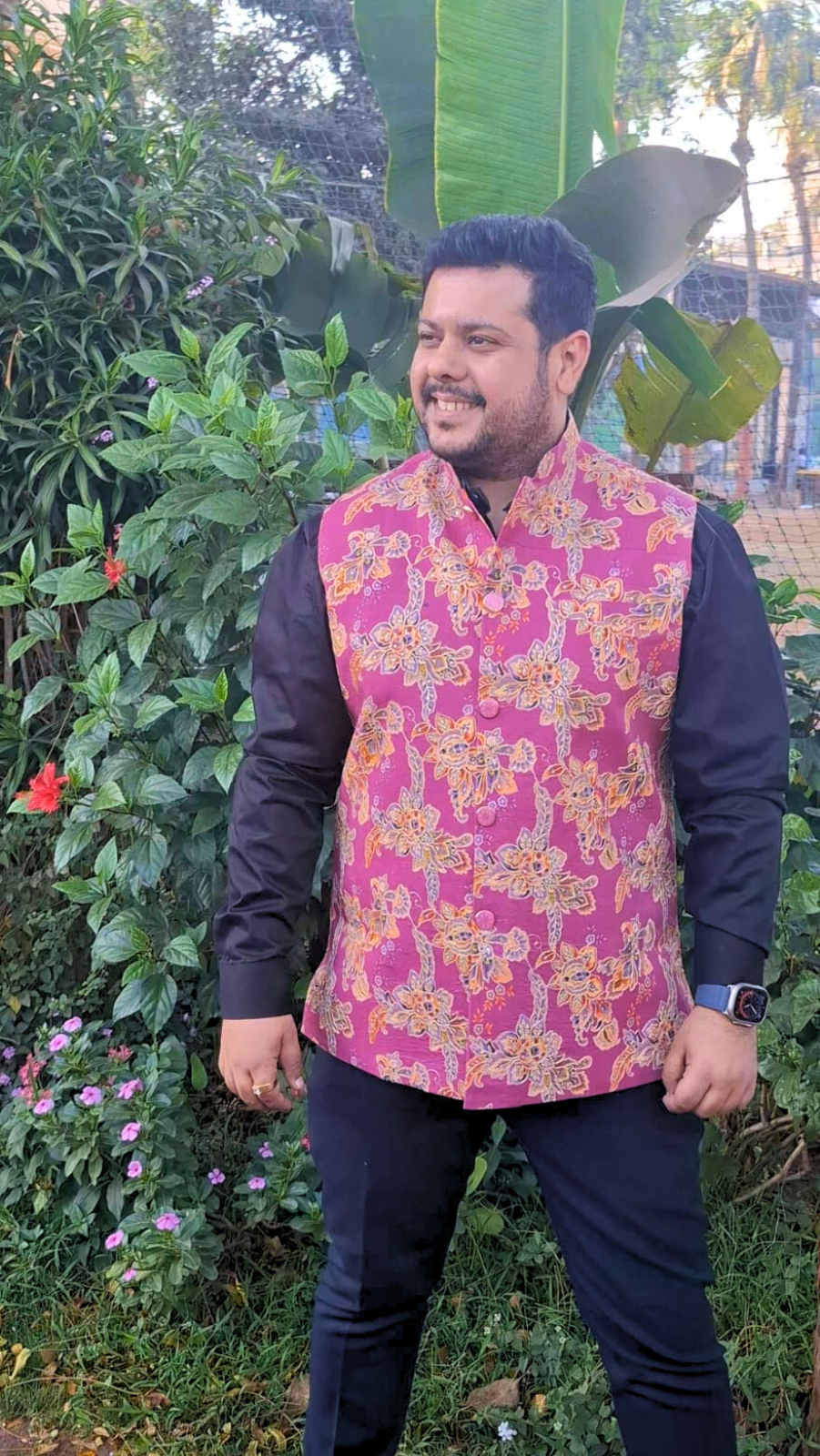 Orchid Purple Printed Nehru Jacket