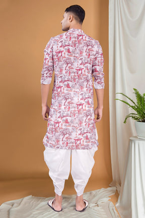 Cider Brown Tropical Paradise Kurta Peshawari Set