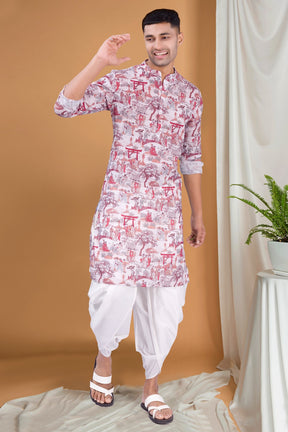 Cider Brown Tropical Paradise Kurta Peshawari Set